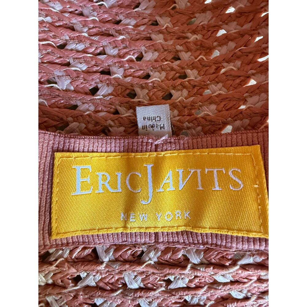 Eric Javits Raffia Sun Hat in Soft Orange Size Medium Vacation Beach - Picture 6 of 6